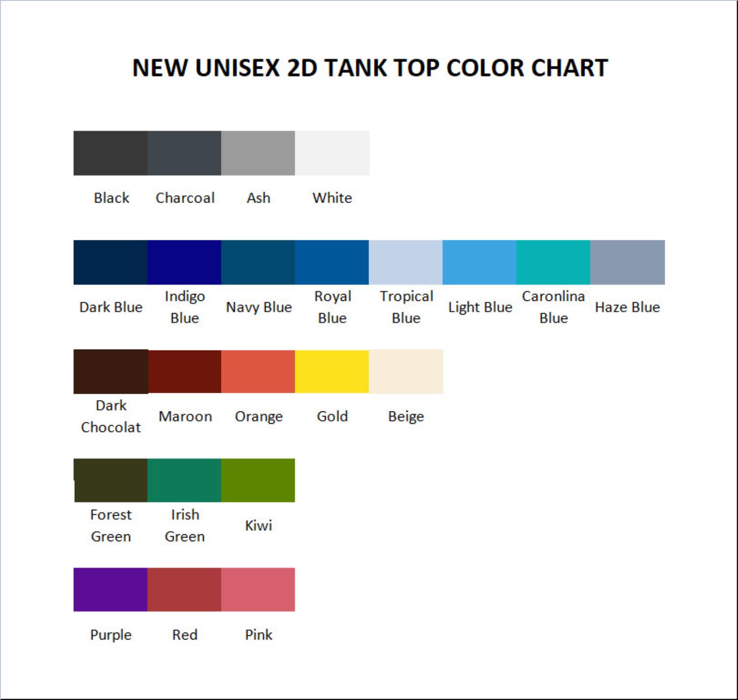 tank top color chart - Bocchi The Rock Store