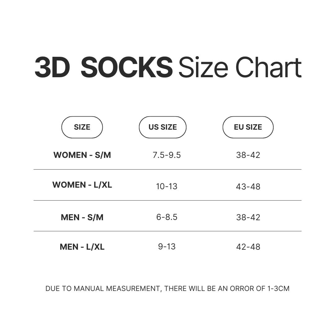 3D Socks Size Chart - Bocchi The Rock Store