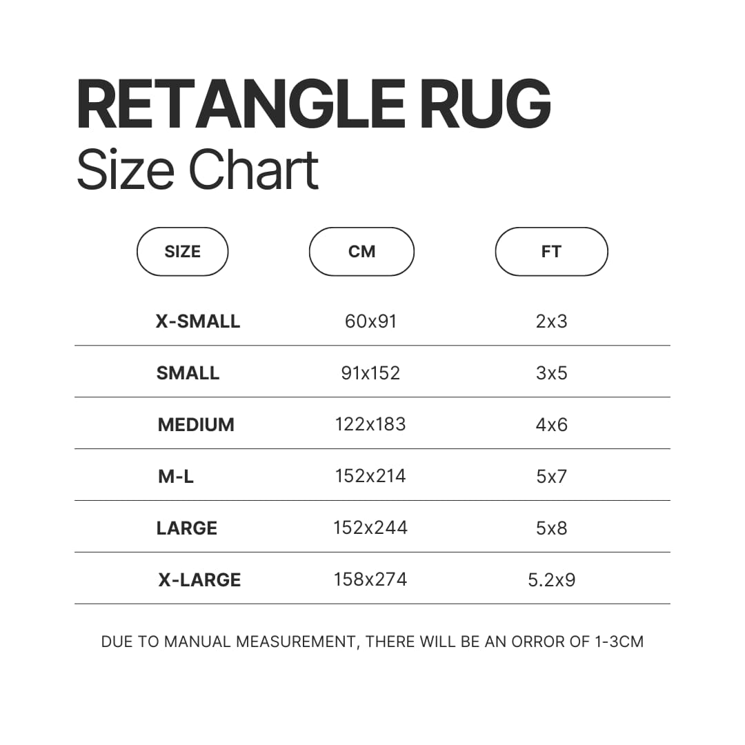 Retangle Rug Size Chart - Bocchi The Rock Store